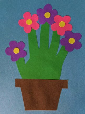 "Finished handprint flowers"