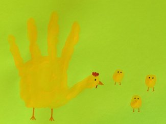 "Handprint Chicken and Chicks"