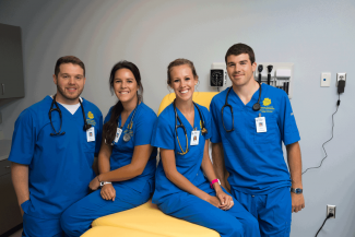 Group of students in scrubs
